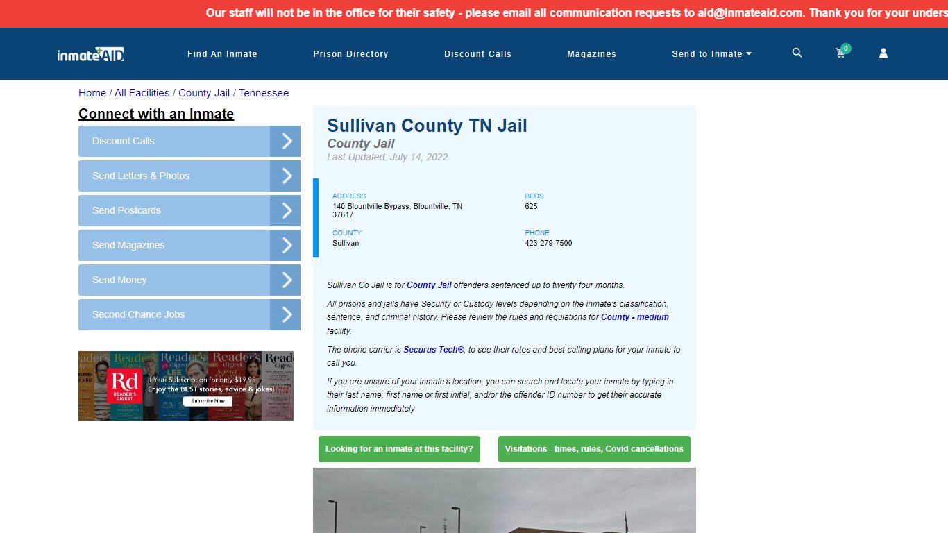 Sullivan County TN Jail - Inmate Locator - Blountville, TN
