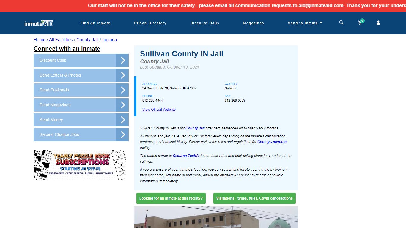 Sullivan County IN Jail - Inmate Locator - Sullivan, IN