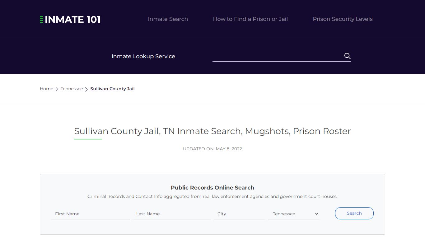 Sullivan County Jail, TN Inmate Search, Mugshots, Prison ...